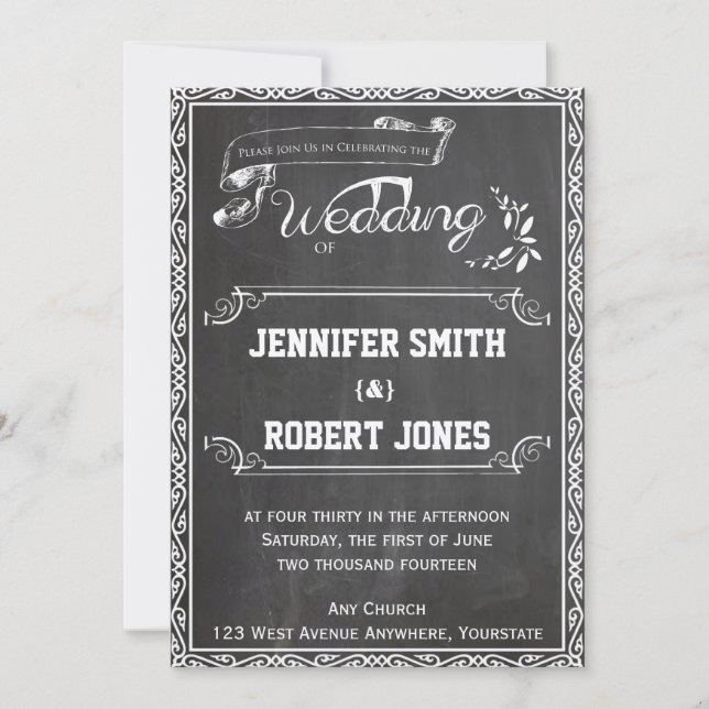 Chalkboard Posh Wedding Invitation (Front)