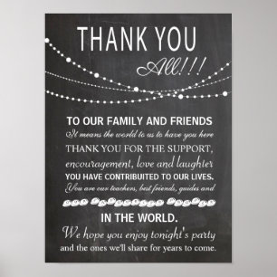 Chalkboard poster - thank you wedding sign - party
