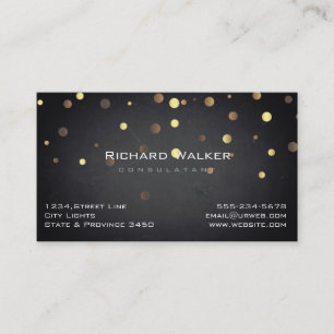 Chalkboard Professional Gold Confetti Black Business Card