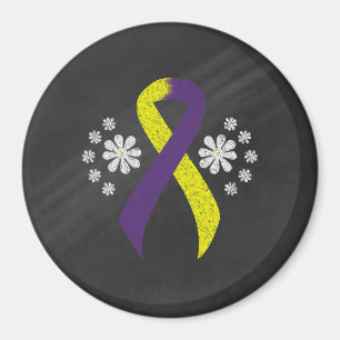Chalkboard Purple and Yellow Ribbon Magnet