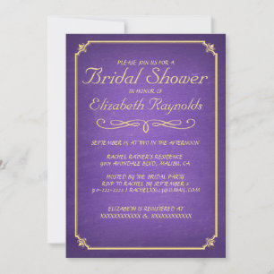 Chalkboard Purple & Gold Bridal Shower Invitations