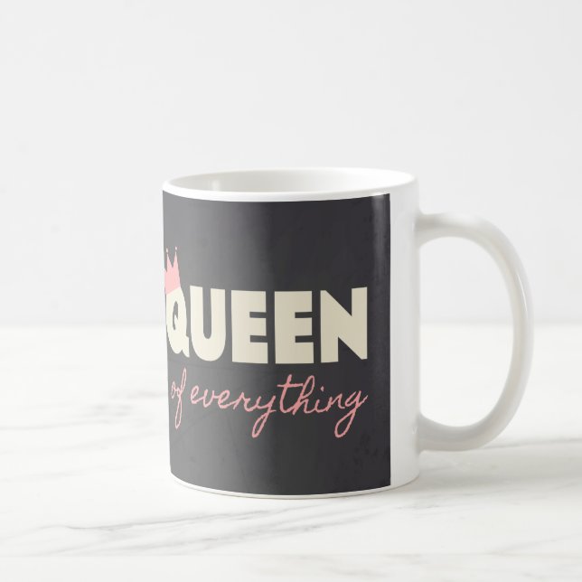 Chalkboard Queen of Everything Text Design Coffee Mug (Right)