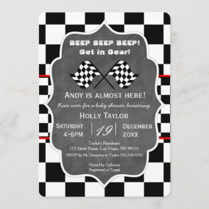 Chalkboard Racing Baby Shower Invitation