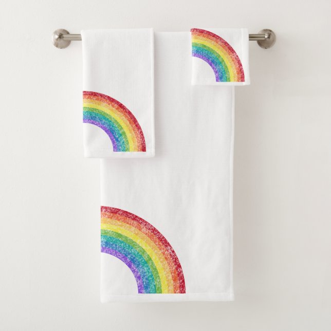 CHALKBOARD RAINBOW WHITE BATHROOM TOWEL SET (Insitu)