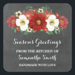 Chalkboard Red Floral Christmas Baking Sticker<br><div class="desc">Custom name holiday from the kitchen of labels in rustic country chalkboard pattern with red and white vintage flowers. Perfect for labelling Christmas baked goods,  canned preserves,  and many other goodies from the kitchen,  the perfect treat for the baker in your life.</div>