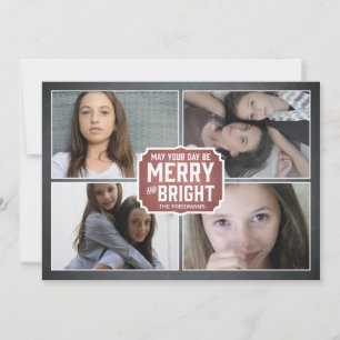 Chalkboard Red Framed Holiday Photo Card