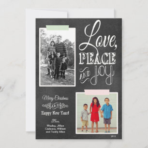 Chalkboard Red Green Washi Tape Holiday Photo Card