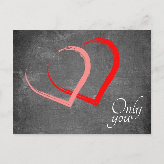 Chalkboard Red Pink Hearts Valentine`s Day Elegant Holiday Postcard (Front)