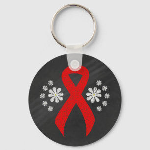 Chalkboard Red Ribbon Key Ring