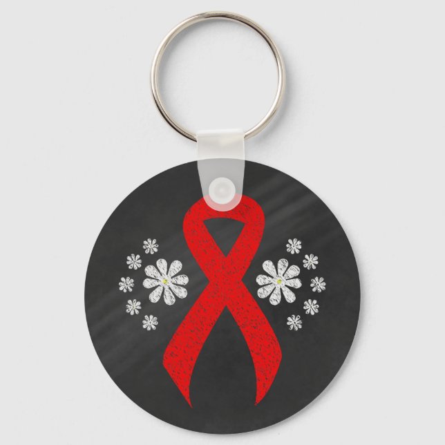 Chalkboard Red Ribbon Key Ring (Front)