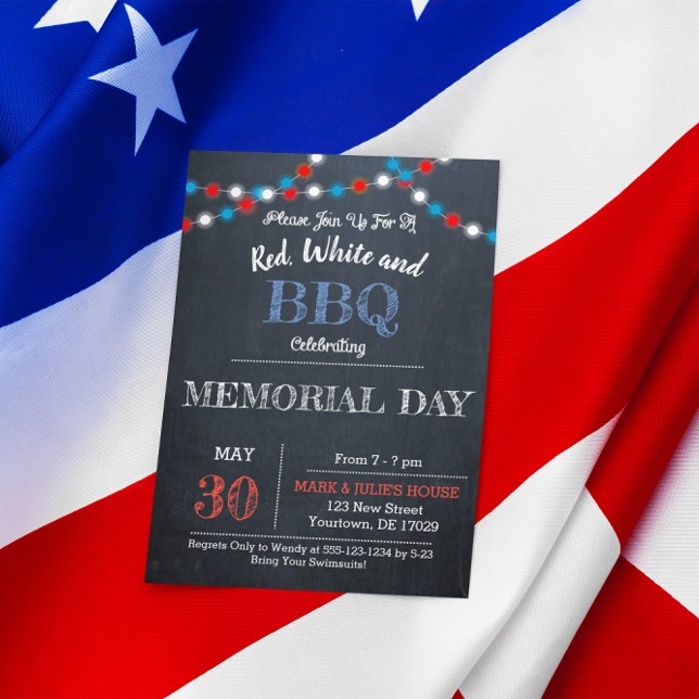 Chalkboard Red, White & Blue Party Invtitation Invitation (Creator Uploaded)