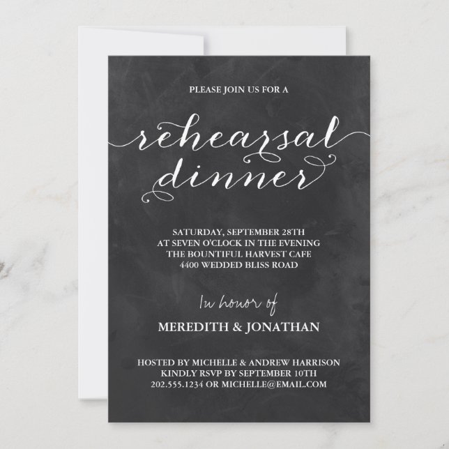 Chalkboard Rehearsal Dinner Invitation (Front)