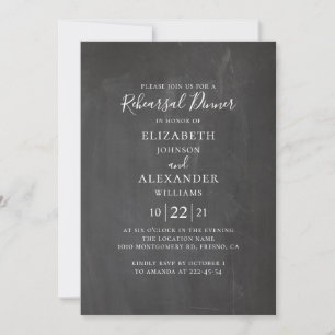 Chalkboard rehearsal dinner. Modern grey trendy Invitation