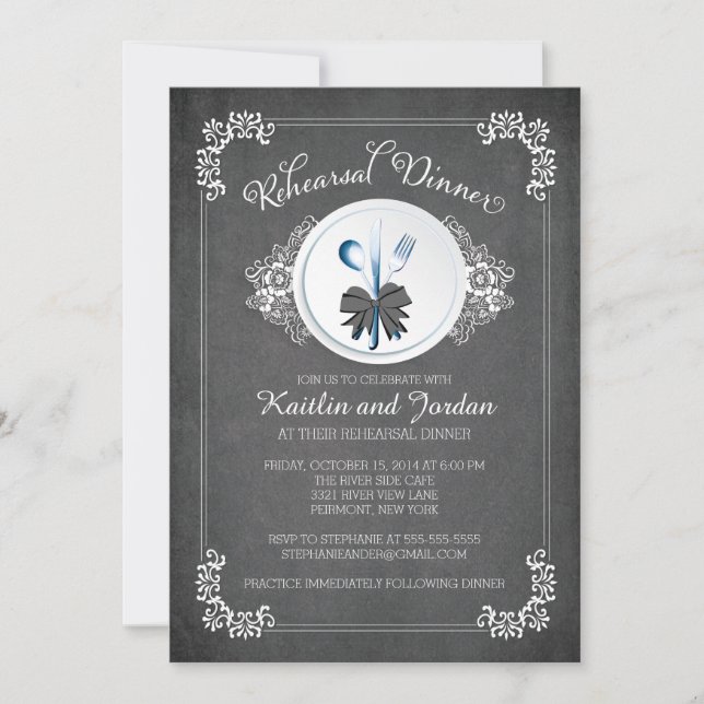 Chalkboard Rehearsal Dinner Party Invitation (Front)