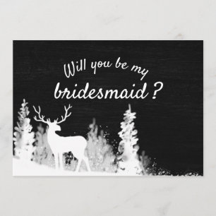 Chalkboard Reindeer Christmas Wedding Bridesmaid Invitation