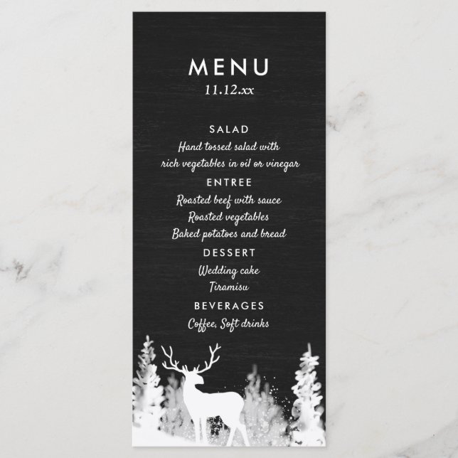 Chalkboard Reindeer Christmas Wedding Menu (Front)