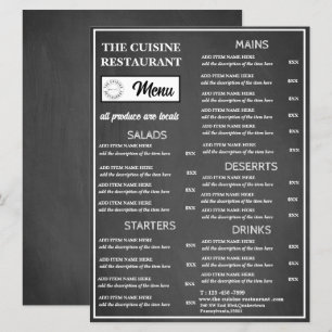 Chalkboard Restaurant Logo Menu