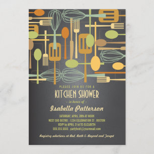 Chalkboard Retro Stock the Kitchen Bridal Shower Invitation