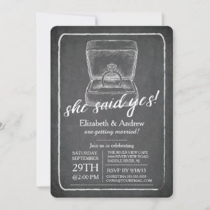 Chalkboard Ring Engagement Party Invitation