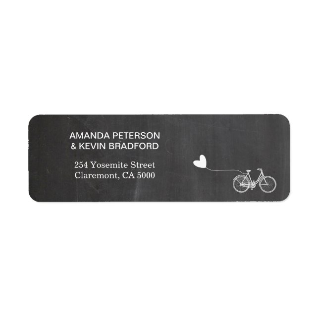 Chalkboard romantic bike return address label (Front)