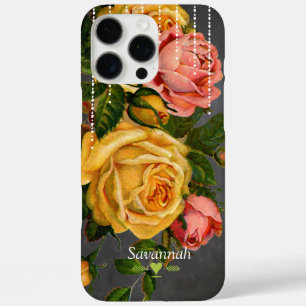 Chalkboard Romantic Heirloom Vintage Floral Roses iPhone 16 Pro Max Case