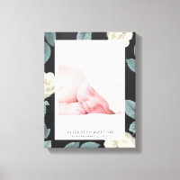Chalkboard Rose Floral Frame Canvas Print