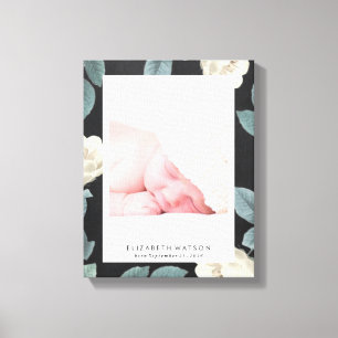 Chalkboard Rose Floral Frame Canvas Print
