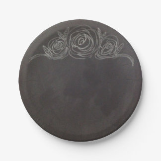 Chalkboard Rose Paper Plates