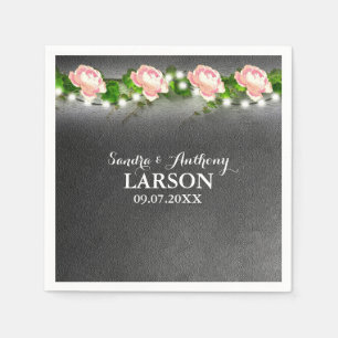 Chalkboard Rose Wedding Napkin