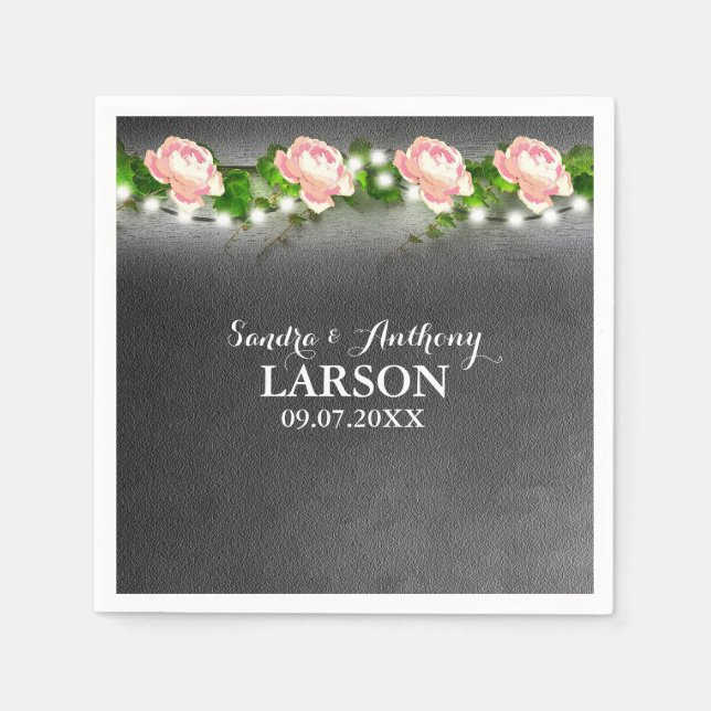 Chalkboard Rose Wedding Napkin (Front)