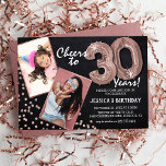 Chalkboard RoseGold Balloons 2 Photo 30th Birthday Invitation<br><div class="desc">Celebrate the milestone of stepping into the fantastic 30s with these unique 'Chalkboard Rose Gold Balloons 30th Birthday Invitations'. Enriched with a rustic chalkboard background and shimmering faux rose gold glitter flecks, these invites exude vintage charm and modern elegance. Upload a then-and-now photo of the birthday star and customise the...</div>
