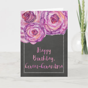Chalkboard Roses Great-Grandma Birthday Card