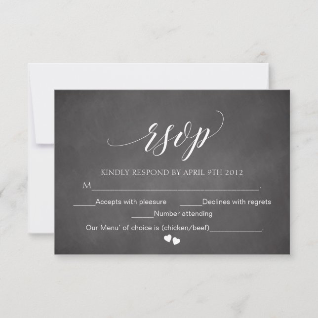 Chalkboard RSVP Script Response Card Typography (Front)