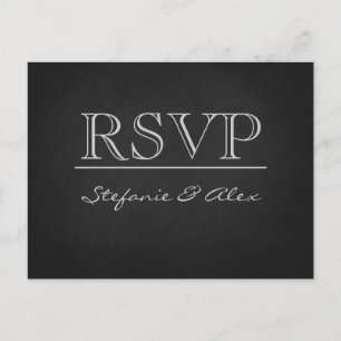 Chalkboard RSVP wedding postcard