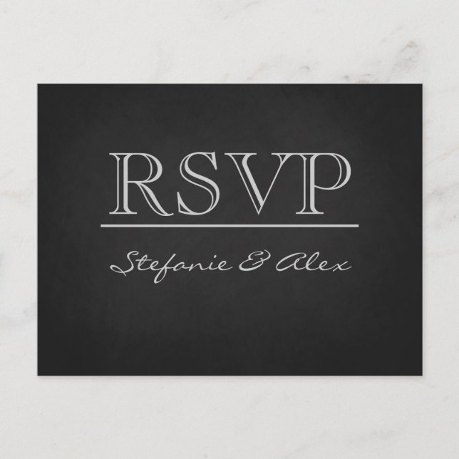 Chalkboard RSVP wedding postcard (Front)
