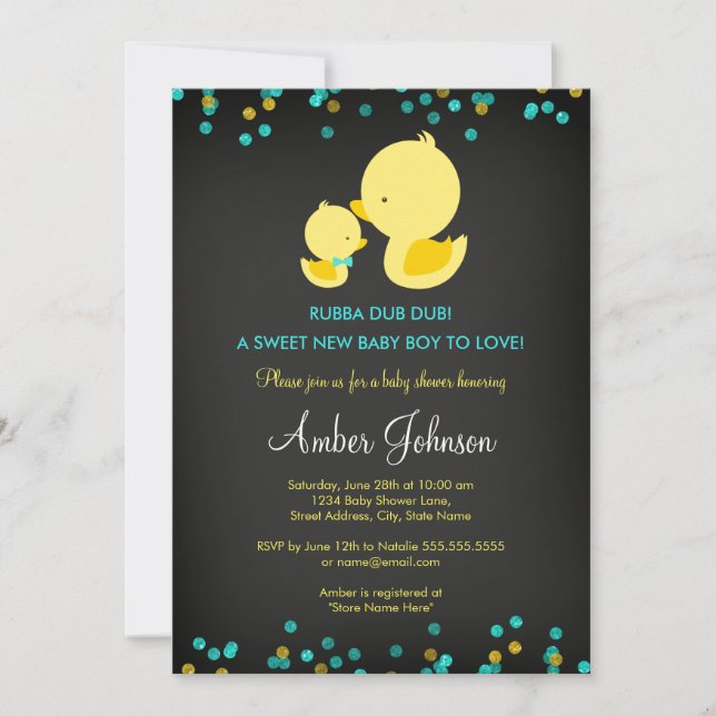 Chalkboard Rubber Duck Baby Shower Invitation (Front)