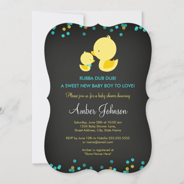 Chalkboard Rubber Duck Baby Shower Invite (Front)