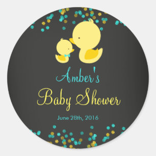 Chalkboard Rubber Duck Baby Shower Sticker