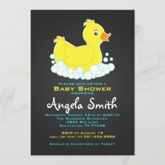 Chalkboard Rubber Ducky Baby Shower Invitation