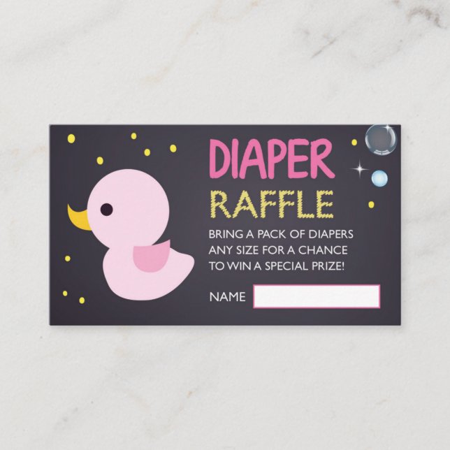 Chalkboard Rubber Ducky Diaper Raffle Ticket Enclosure Card (Front)