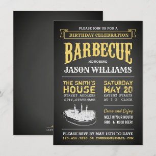 Chalkboard Rustic Birthday Party BBQ Invitations