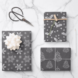 Chalkboard Rustic Black And White Christmas Wrappi Wrapping Paper Sheet