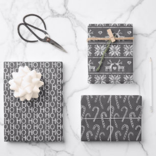 Chalkboard Rustic Black And White Christmas Wrapping Paper Sheet