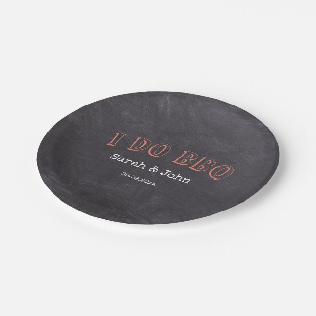 Chalkboard Rustic Country I Do BBQ Paper Plate (Angled)