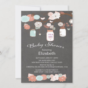 Chalkboard Rustic Country Mason Jar Baby Shower Invitation