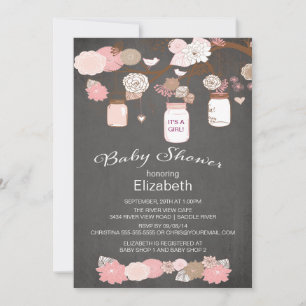Chalkboard Rustic Country Mason Jar Baby Shower Invitation