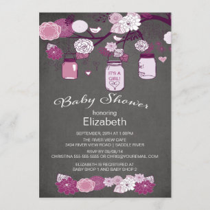 Chalkboard Rustic Country Mason Jar Baby Shower Invitation