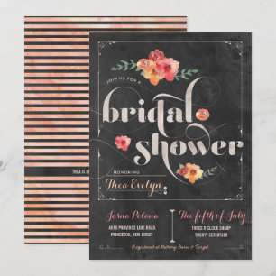 Chalkboard Rustic Floral Bridal Shower Invitation
