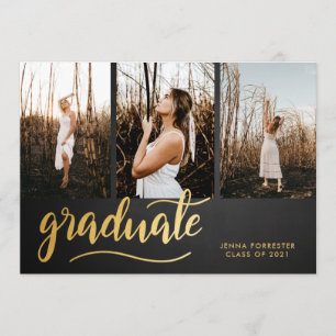 Chalkboard Rustic Graduate Script   Collage Photo Invitation