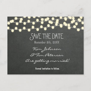 Chalkboard Rustic Lights Postcard Save The Date